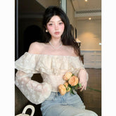 Elegant Off-Shoulder Lace Ruffle Top for Women