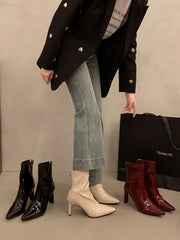 Women's French Pointed Toe Elastic Ankle Boots