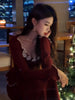 Red Knitted Dress Set for Women