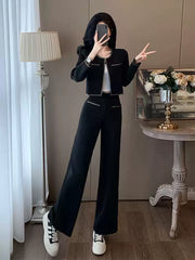 Chic Two-Piece Set for Women – Elegant Top and Wide-Leg Pants Outfit