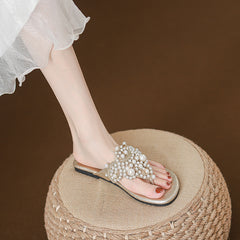 Pearl Boho Roman Flip-Flop Sandals for Women