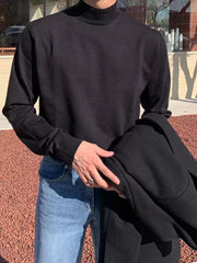 Men’s Mock Neck Solid Knit Sweater