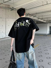 Men’s Street Retro Floral Embroidery Loose Tee
