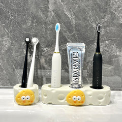 Bathroom Cream-Style Electric Toothbrush Holder – Punchless Toothpaste & Brush Storage Rack