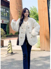 Winter Elegance Plush Wool Coat for Women
