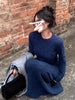 Blue Knitted Sweater Set Dress – Style Elegant High-End Long Skirt for Women