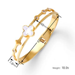 Cross-border wholesale electroplated gold female models female high-grade female non-fading jewelry ins four-leaf clover titanium steel bracelet