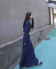 Blue Knitted Sweater Set Dress – Style Elegant High-End Long Skirt for Women