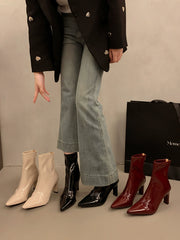 Women's French Pointed Toe Elastic Ankle Boots