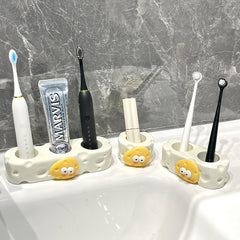 Bathroom Cream-Style Electric Toothbrush Holder – Punchless Toothpaste & Brush Storage Rack