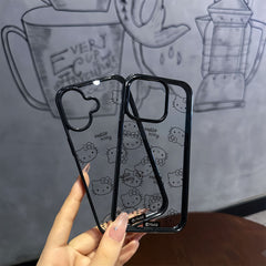 Cute Black Cartoon Hello Kitty Phone Case – Shockproof Protective Cover for iPhone 16 Pro Max, 15 Pro Max, 14 Pro, 14 Plus, 13, 12