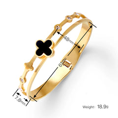 Cross-border wholesale electroplated gold female models female high-grade female non-fading jewelry ins four-leaf clover titanium steel bracelet