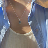 Moonstone and Aquamarine Necklace - Elegant Snake Bone Clavicle Chain for Women