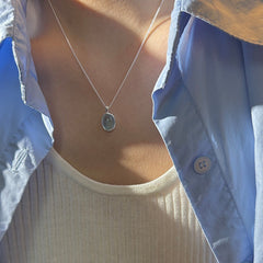 Moonstone and Aquamarine Necklace - Elegant Snake Bone Clavicle Chain for Women