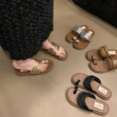 Roman Royal Toe Ring Flat Slippers for Women – Outdoor Sandals
