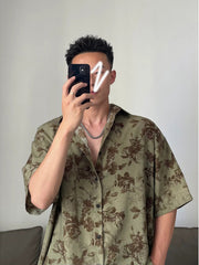 Vintage Baroque Cuban Collar Floral Shirt