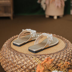 Pearl Boho Roman Flip-Flop Sandals for Women