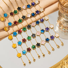 Cross-border titanium steel lucky clover five-leaf clover five-flower five-leaf bracelet light luxury high-end female hot-selling stainless steel hand jewelry