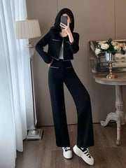 Chic Two-Piece Set for Women – Elegant Top and Wide-Leg Pants Outfit