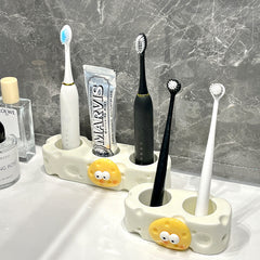 Bathroom Cream-Style Electric Toothbrush Holder – Punchless Toothpaste & Brush Storage Rack