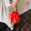 Satin Pearl Crossbody Handbag - Small Tote, Chanel Style Bucket Bag for Women