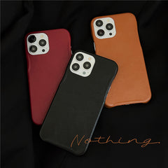 Leather Texture Three-Color Protective Phone Case – Anti-Fall Solid Color Shell