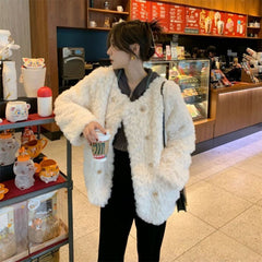 Winter Elegance Plush Wool Coat for Women