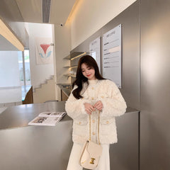 Faux Fur Winter Coat for Women | Luxury Thick Coat with Soft Rabbit-Style Collar