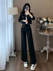 Chic Two-Piece Set for Women – Elegant Top and Wide-Leg Pants Outfit
