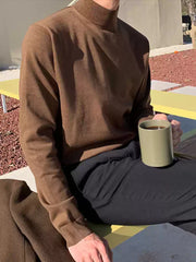 Men’s Mock Neck Solid Knit Sweater