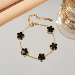 Cross-border titanium steel lucky clover five-leaf clover five-flower five-leaf bracelet light luxury high-end female hot-selling stainless steel hand jewelry