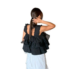 French V-Neck Hollow Jacquard Camisole – Slim Fit Versatile Short Top for Women