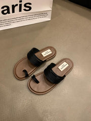 Roman Royal Toe Ring Flat Slippers for Women – Outdoor Sandals