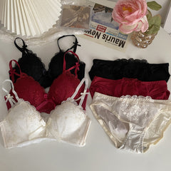 New Style Girls’ Latex Lace Bra Set – Wire-Free, Gathered, Seamless, Comfortable Underwear