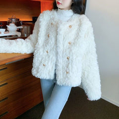 Winter Elegance Plush Wool Coat for Women