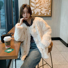 Winter Elegance Plush Wool Coat for Women