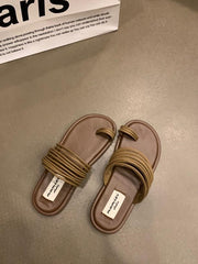 Roman Royal Toe Ring Flat Slippers for Women – Outdoor Sandals