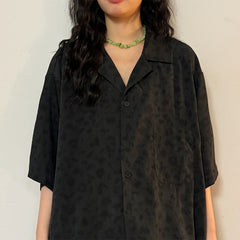 Vintage Purple Cuban Collar Short Sleeve Shirt – Unisex Loose Fit Summer Style