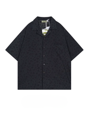 Vintage Purple Cuban Collar Short Sleeve Shirt – Unisex Loose Fit Summer Style