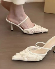 Summer Fairy Mesh Lace Pointed Toe Stiletto Heels