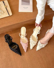 Summer Fairy Mesh Lace Pointed Toe Stiletto Heels