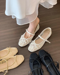 Sweet Ballet Mesh Lace Mary Jane Flats