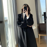 High-End Temperature Goddess Black Woolen Coat: Women's Mid-Length Elegant Style
