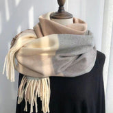 New Spliced Plaid Scarf for Women, Perfect Gift for Teachers, Korean Style, Warm & Versatile Neck Scarf for Students