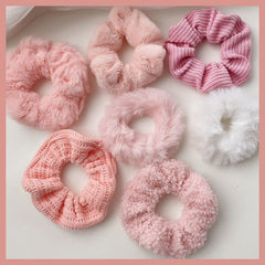 Latte Color Plush Hair Tie for Women - High Ponytail Rubber Band new Trend