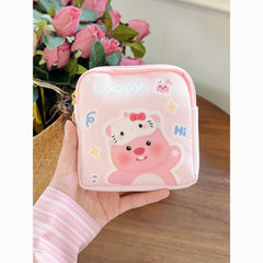 Cartoon Sanitary Pad Pouch - Large Capacity, Portable Menstrual Pad Storage Bag, Cute Girl’s Canvas Bag with Oil Painting KT Design