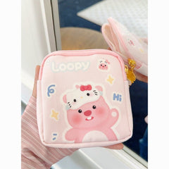 Cartoon Sanitary Pad Pouch - Large Capacity, Portable Menstrual Pad Storage Bag, Cute Girl’s Canvas Bag with Oil Painting KT Design