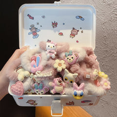 New Plush Cute Hair Ties for Kids | Cartoon Fur Hair Bands, Thick Elastic Headbands