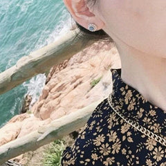 Anti-Allergy 925 Pure Silver Pearl Stud Earrings | Misty Blue, No Need to Remove While Sleeping, Small & Simple