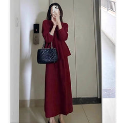 Petite Two-Piece Knit Sweater & Skirt Set